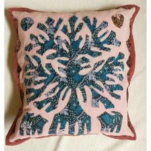 Decor throw pillow quilt patchwork handmade blue pink deer moose bear whimsical